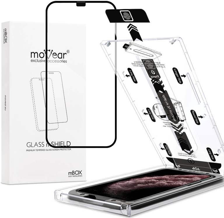 moVear mBOX GLASS mSHIELD 2.5D MAX do Apple iPhone 11 Pro Max / Xs MAX (6.5") (łatwy montaż)