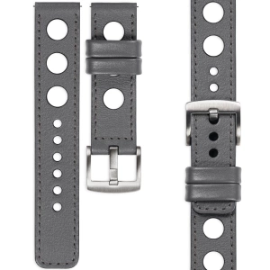 moVear Prestige R1 Skórzany pasek 24mm do zegarka | Szary, grafitowe przeszycie [rozmiary XS-XXL i klamra do wyboru]