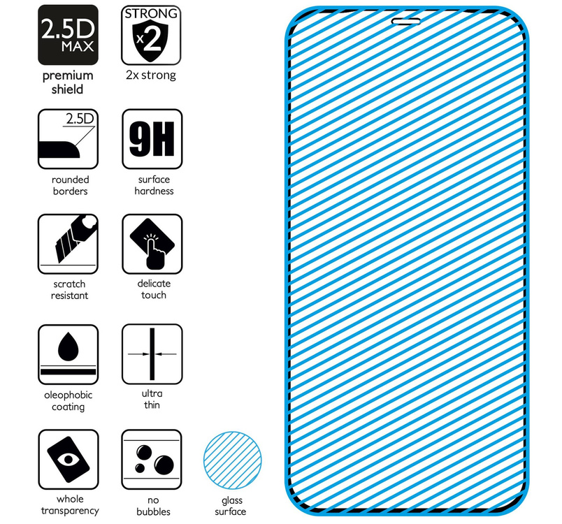 moVear GLASS mSHIELD 2.5D MAX do Apple iPhone 12 Mini (5.4") (kompatybilne z etui)