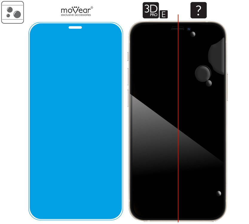 moVear GLASS mSHIELD 3D PRO-E do Apple iPhone 12 Mini (5.4") (kompatybilne z etui)
