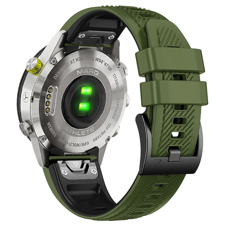 Pasek silikonowy SIL S1 do Garmin QuickFit 26mm (Fenix / Epix / Quatix / Tactix / Enduro - 51mm) Khaki - moVear