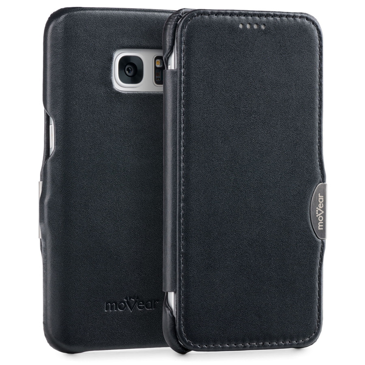moVear flipSide C Skórzane Etui do Samsung Galaxy S6 | Skóra Gładka | Czarny