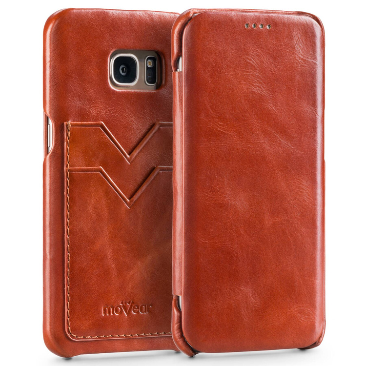 
                    moVear flipSide S+ Skórzane Etui do Samsung Galaxy S7 edge | Skóra Vintage | Brązowy