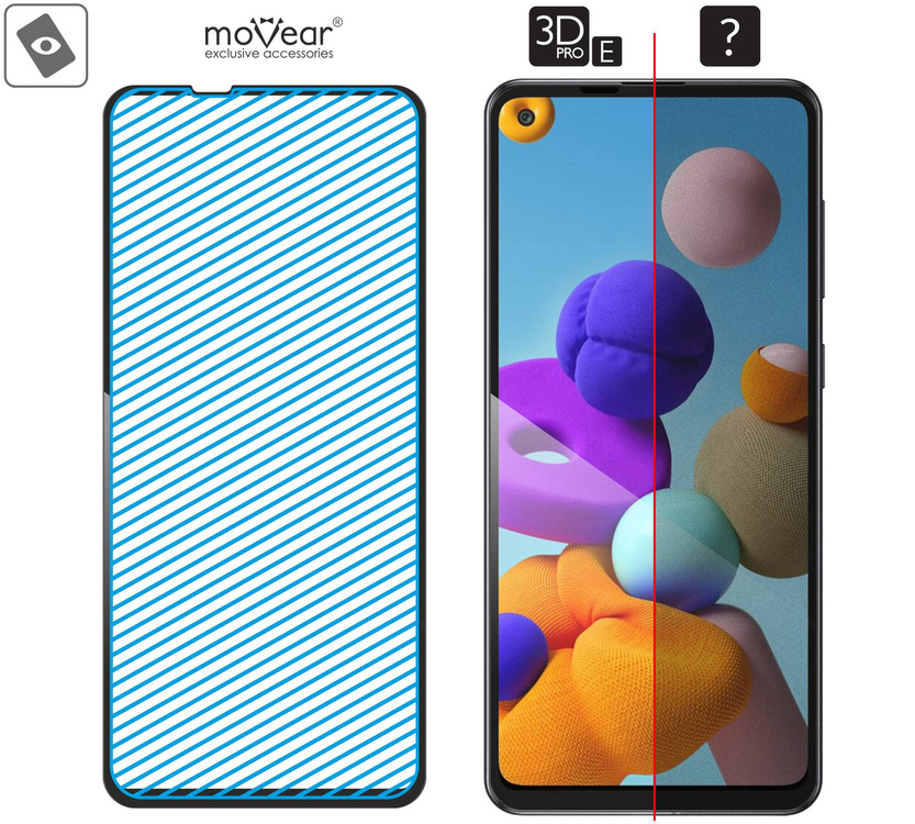 moVear GLASS mSHIELD 3D PRO-E do Samsung Galaxy A21 (6.5") (kompatybilne z etui)