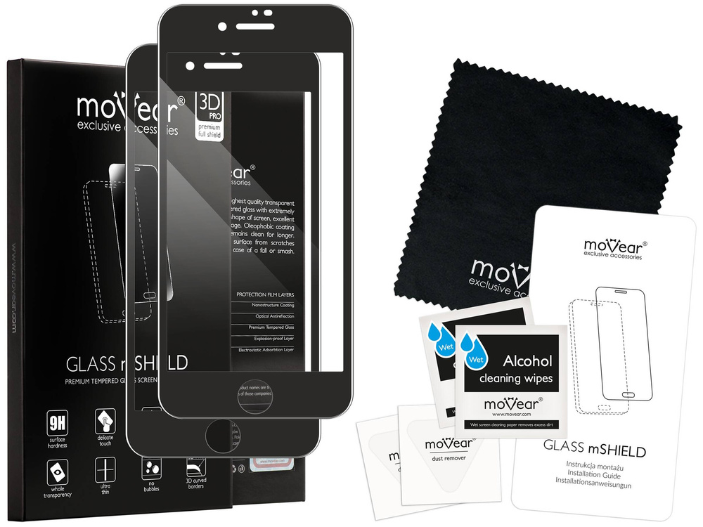 2 szt. | moVear GLASS mSHIELD 3D PRO do Apple iPhone 8 Plus / 7 Plus (5.5") (na cały ekran)