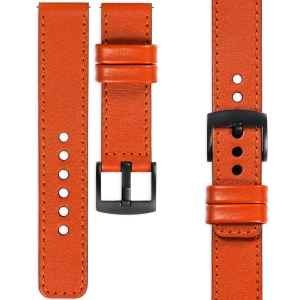 moVear Prestige C1 Skórzany pasek 22mm do Garmin Vivoactive 4, Venu 3/2 | Pomarańczowy, ciemnopomarańczowe przeszycie [rozmiary XS-XXL i klamra do wyboru]
