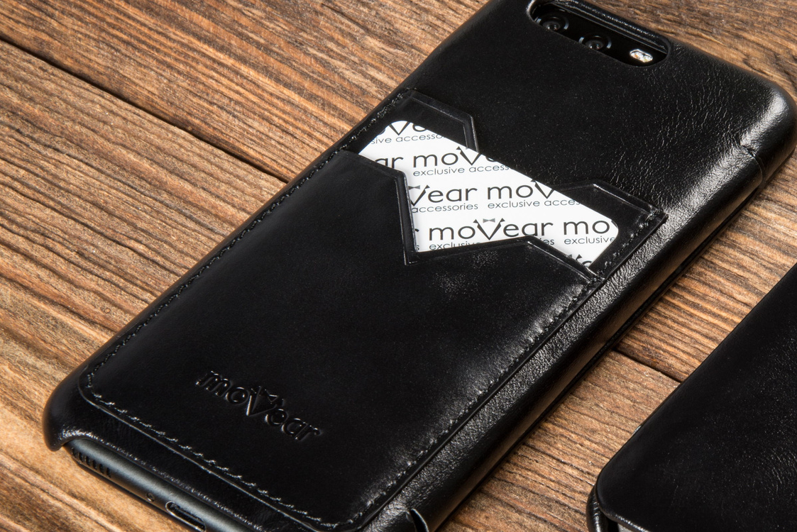 moVear flipSide S+ Skórzane Etui do Huawei P10 | Skóra Vintage | Czarny