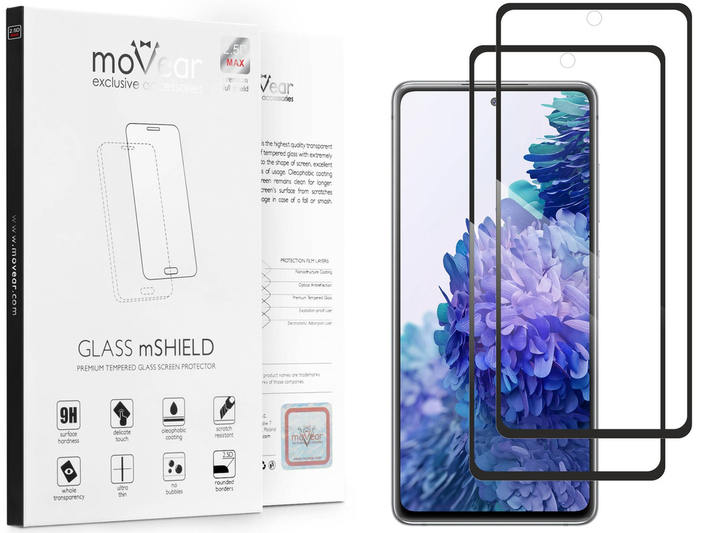 2 szt. | moVear GLASS mSHIELD 2.5D MAX do Samsung Galaxy S20 FE (6.5") (kompatybilne z etui)