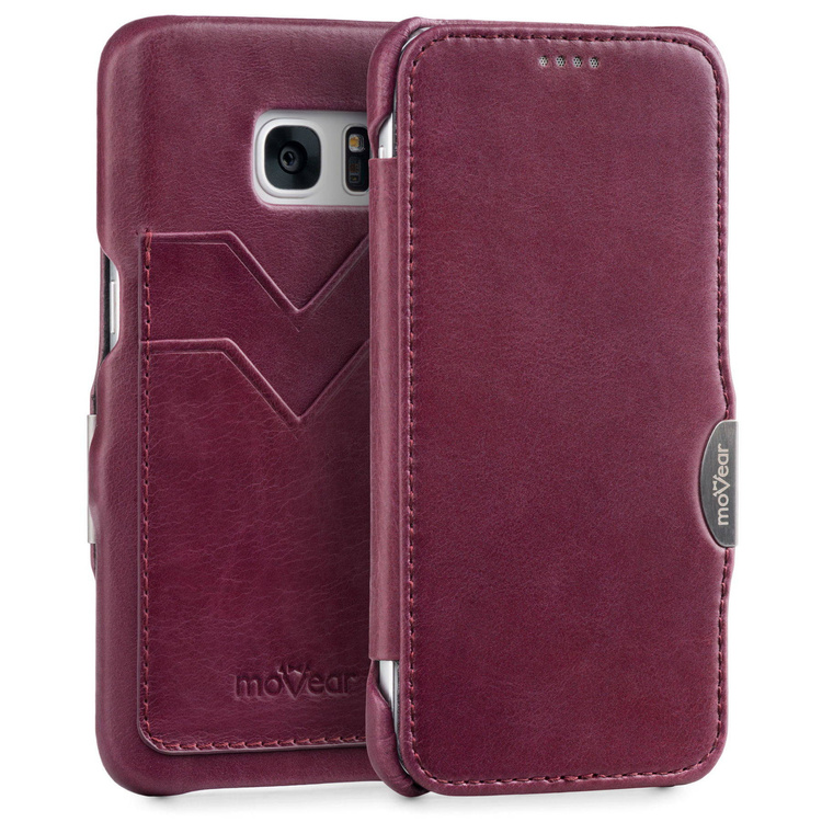 moVear flipSide C+ Skórzane Etui do Samsung Galaxy S7 | Skóra Vintage | Fioletowy