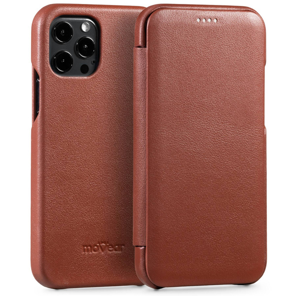 moVear flipSide S skórzane etui do Apple iPhone 12 Pro / 12 (6.1") | Skóra naturalna nappa (Brązowa)
