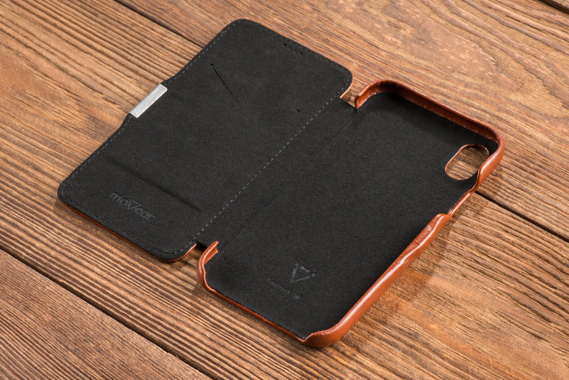moVear flipSide C skórzane etui do Apple iPhone Xr (6.1") | Skóra naturalna vintage (Brązowa)