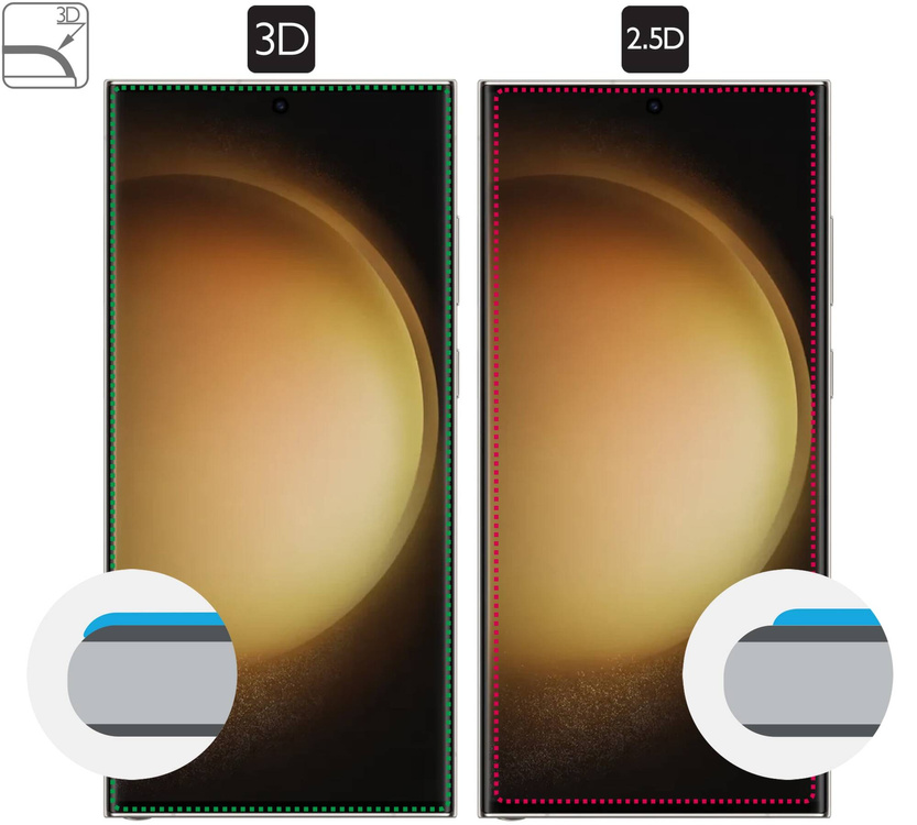 2 szt. | moVear GLASS mSHIELD 3D do Samsung Galaxy S23 Ultra (6.8") (na cały ekran)