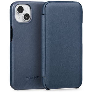 moVear flipSide S skórzane etui do Apple iPhone 13 (6.1") | Skóra naturalna gładka (Granatowa)