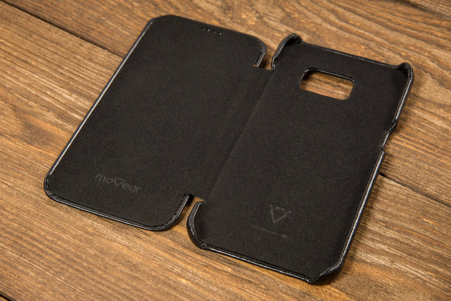 moVear flipSide S skórzane etui do Samsung Galaxy S7 edge (5.5") | Skóra naturalna vintage (Czarna)