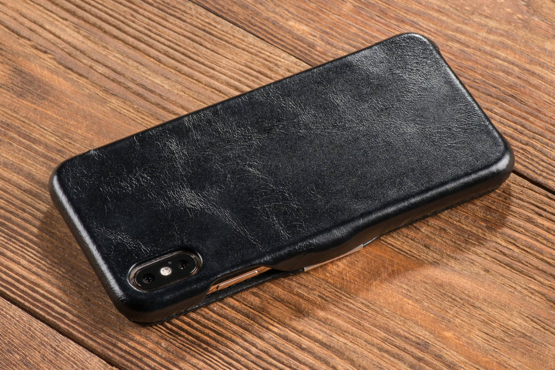 moVear flipSide C skórzane etui do Apple iPhone Xs MAX (6.5") | Skóra naturalna vintage (Czarna)