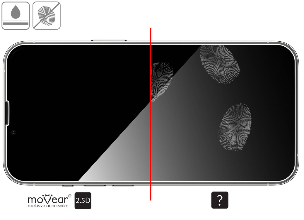 moVear GLASS mSHIELD 2.5D do Apple iPhone 16e / 14 / 13 / 13 Pro (6.1") (kompatybilne z etui)