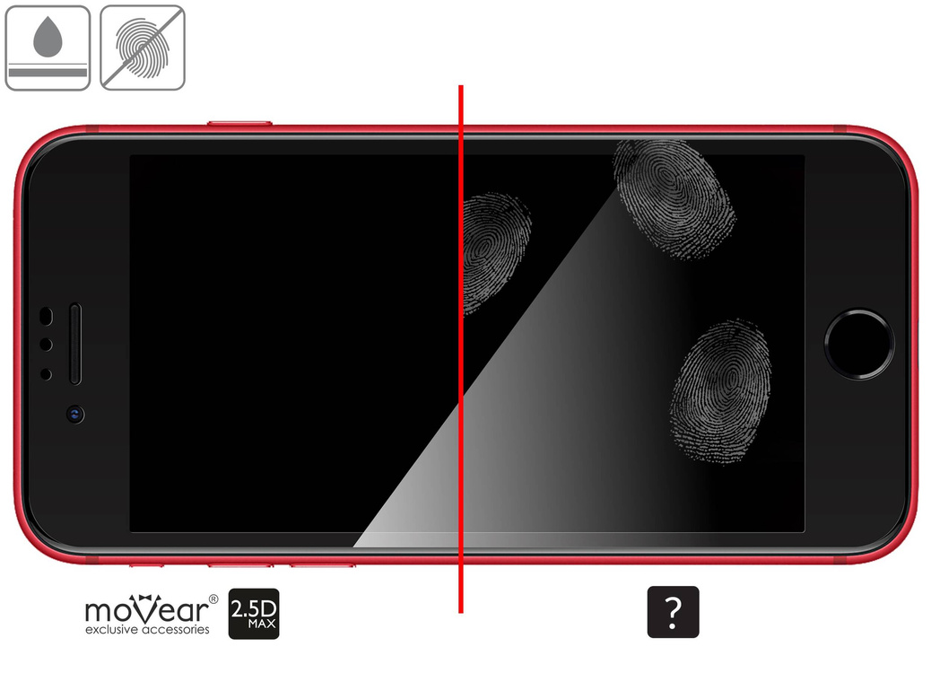 moVear GLASS mSHIELD 2.5D MAX do Apple iPhone SE (2022 / 2020) / 8 / 7 (4.7") (kompatybilne z etui)