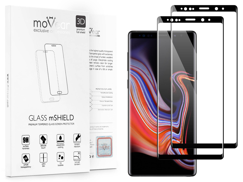 2 szt. | moVear GLASS mSHIELD 3D do Samsung Galaxy Note 9 (6.3") (na cały ekran)