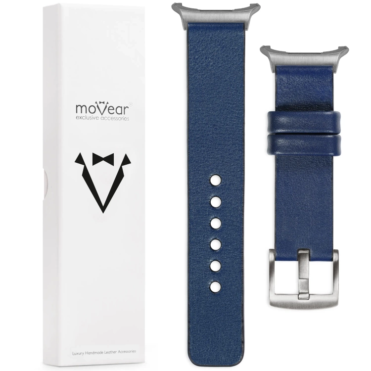 moVear Prestige S1 Skórzany pasek 24mm do Samsung Galaxy Watch Ultra | Granatowy [rozmiary XS-XXL i klamra do wyboru]
