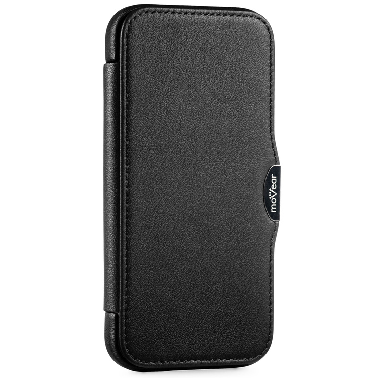 moVear flipSide 4C skórzane etui do Apple iPhone 16 Pro (6.3") | Skóra naturalna gładka (Czarna)