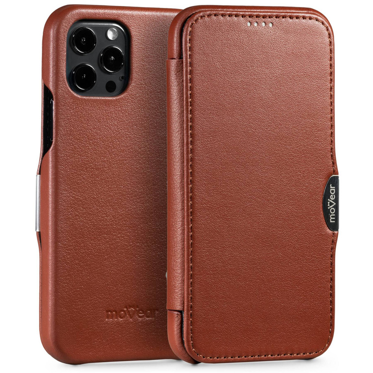 moVear flipSide C skórzane etui do Apple iPhone 12 Pro / 12 (6.1") | Skóra naturalna nappa (Brązowa)