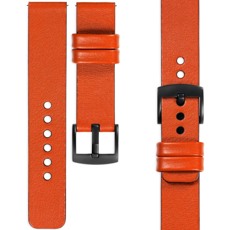 moVear Prestige S1 Skórzany pasek 22mm do Xiaomi Watch S1 / Mi Watch / Amzfit | Pomarańczowy [rozmiary XS-XXL i klamra do wyboru]