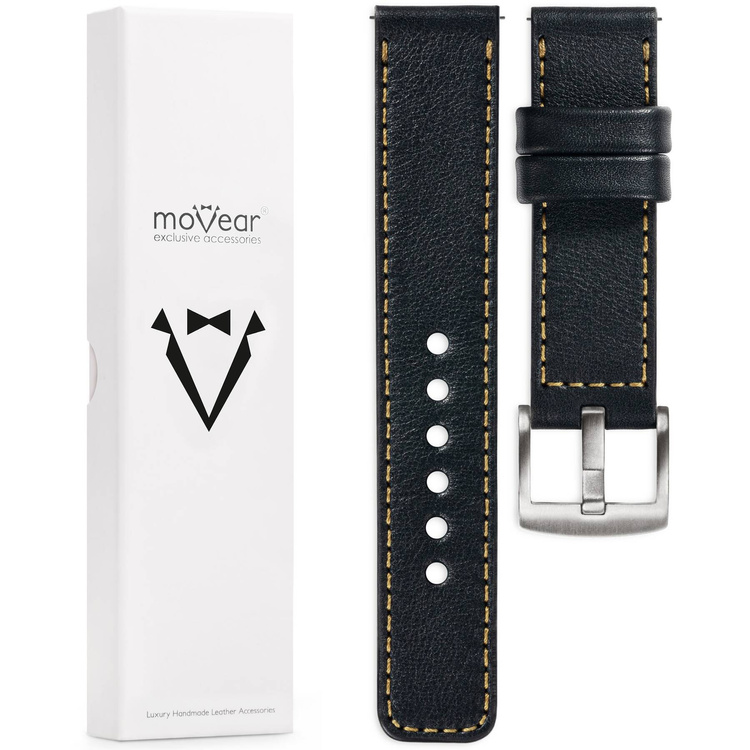 moVear Prestige C1 Skórzany pasek 20mm do Certina DS-1 Day Date C029.430.11.051.00 | Czarny, złote przeszycie [rozmiary XS-XXL]