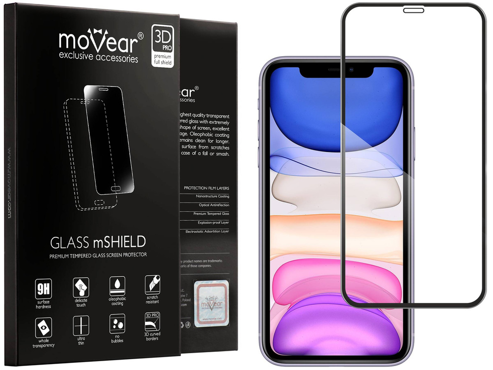 moVear GLASS mSHIELD 3D PRO do Apple iPhone 11 / Xr (6.1") (na cały ekran)