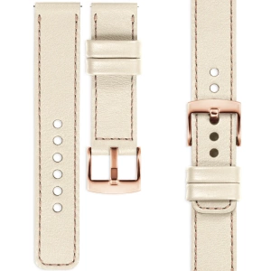 moVear Prestige C1 Skórzany pasek 20mm do zegarka | Beżowy, różowe złoto przeszycie [rozmiary XS-XXL i klamra do wyboru]