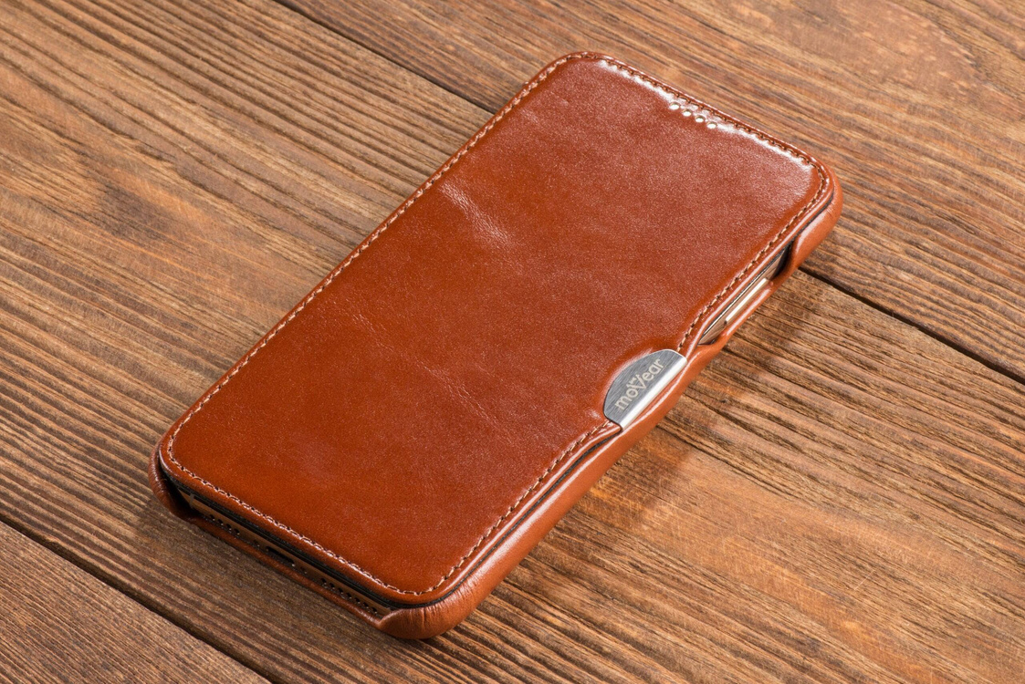 moVear flipSide C skórzane etui do Apple iPhone Xs MAX (6.5") | Skóra naturalna vintage (Brązowa)