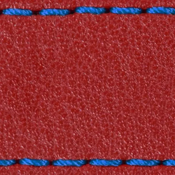 Pasek C1 22mm | Czerwony szkarłatny / Niebieska nić | Części skórzane bez klamry