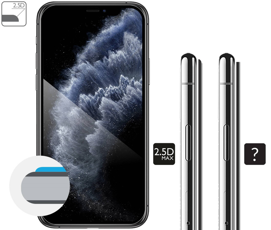 moVear GLASS mSHIELD 2.5D MAX do Apple iPhone 11 Pro / Xs / X (5.8") (kompatybilne z etui)