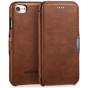 moVear flipSide C skórzane etui do Apple iPhone SE (2022 / 2020) / 8 / 7 (4.7") | Skóra naturalna olejowana (Ciemnobrązowa)