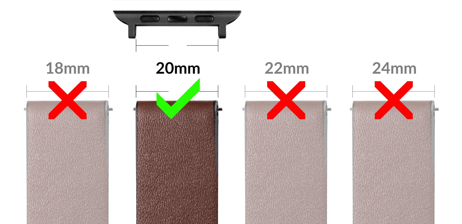 moVear | Adapter paska 20mm do Apple Watch 9/8/7/6/SE/5/4/3/2/1 (41/40/38mm) | Czarny Stal nierdzewna +PVD