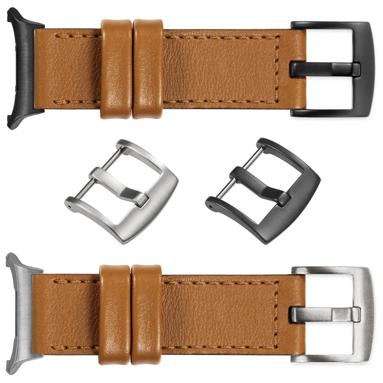 moVear Prestige C1 Skórzany pasek 22mm do Samsung Galaxy Watch Ultra | Jasnobrązowy, jasnobrązowe przeszycie [rozmiary XS-XXL i klamra do wyboru]