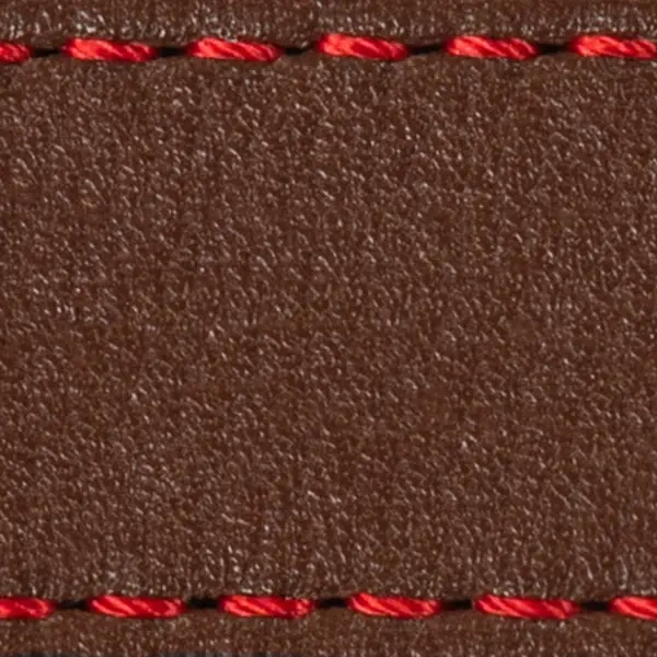 Pasek C1 23mm | Ciemnobrązowy / Czerwona nić | Części skórzane bez klamry