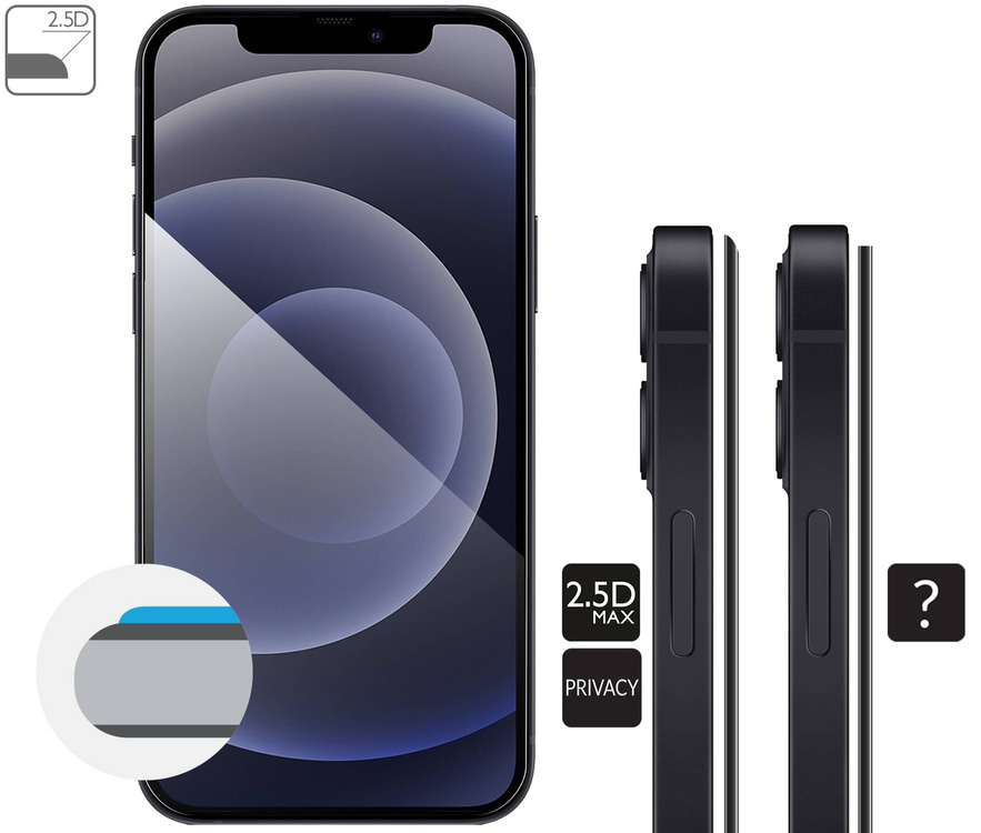 2 szt. | moVear mBOX GLASS mSHIELD 2.5D MAX privacy do Apple iPhone 12 Pro / 12 (6.1") (Anty spy, z Aplikatorem)