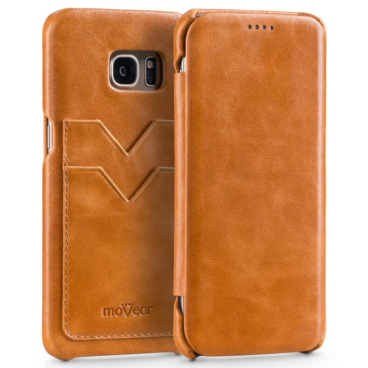 
                    moVear flipSide S+ Skórzane Etui do Samsung Galaxy S7 edge | Skóra Vintage | Jasnobrązowy
