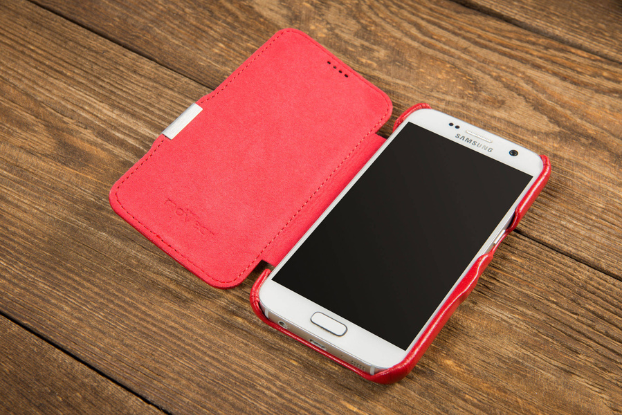 moVear flipSide C+ Skórzane Etui do Samsung Galaxy S6 | Skóra Gładka | Czerwony