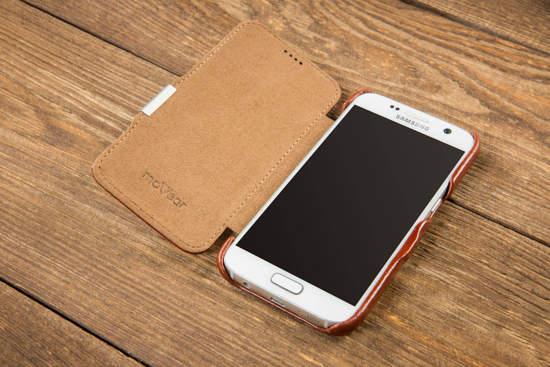 moVear flipSide C+ Skórzane Etui do Samsung Galaxy S7 | Skóra Vintage | Brązowy