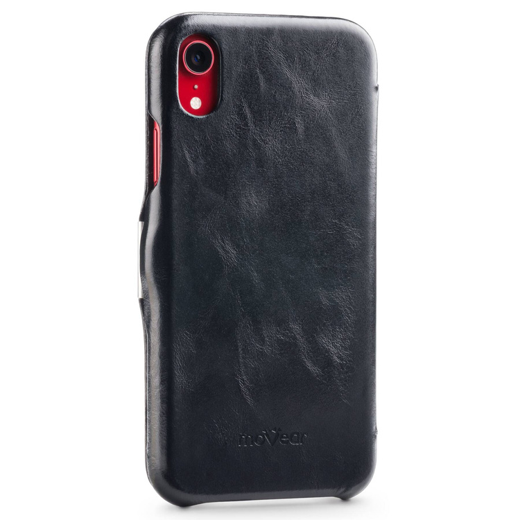 moVear flipSide C skórzane etui do Apple iPhone Xr (6.1") | Skóra naturalna vintage (Czarna)