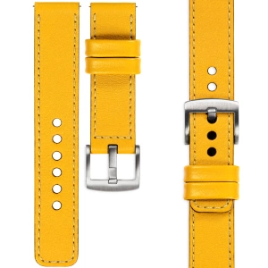 moVear Prestige C1 Skórzany pasek 23mm do zegarka | Żółty, żółte przeszycie [rozmiary XS-XXL i klamra do wyboru]