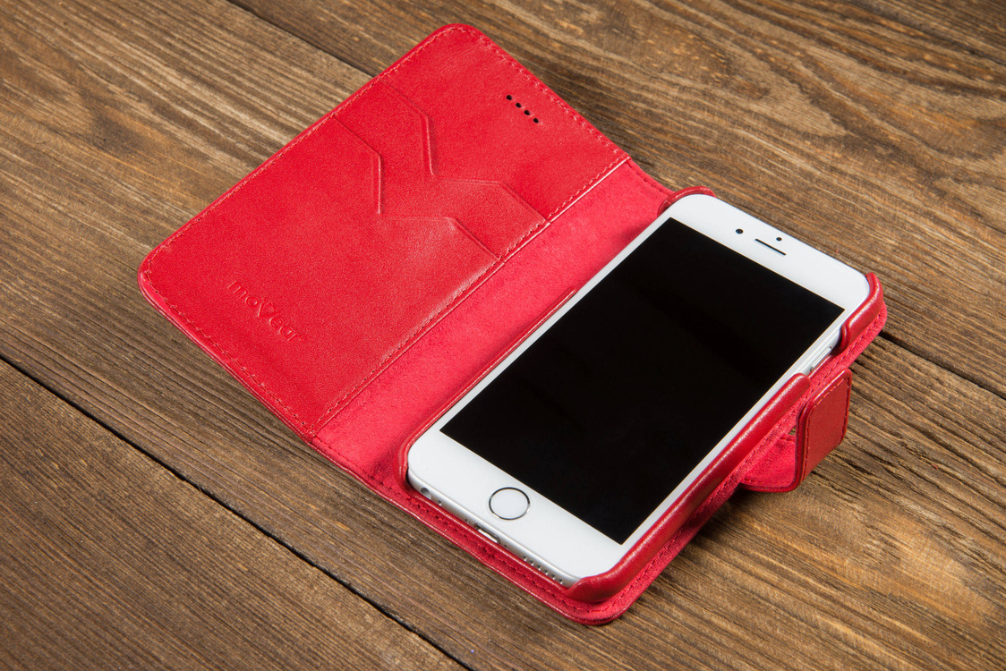 moVear multiCover W Skórzane Etui 3w1 do Apple iPhone 6 / 6s | Portfel, Wallet | Skóra Gładka | Czerwony