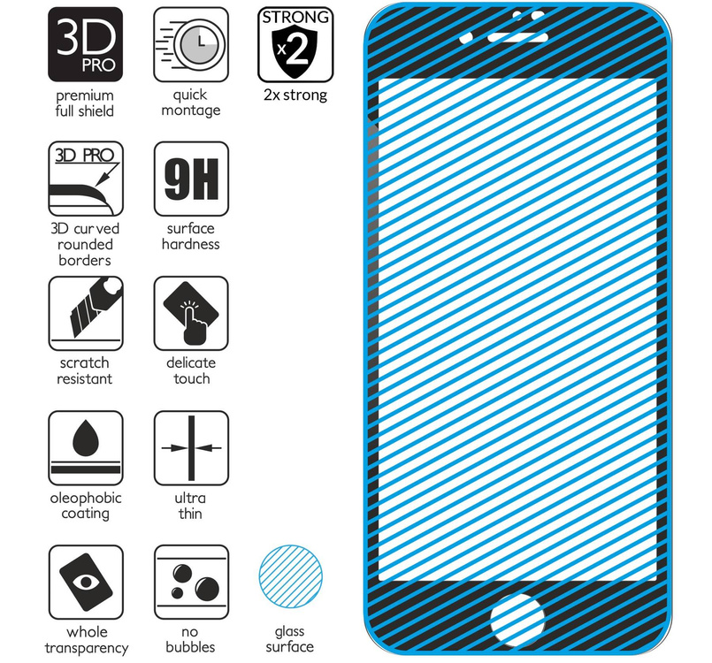 moVear GLASS mSHIELD 3D PRO do Apple iPhone 8 / 7 (4.7") (na cały ekran)