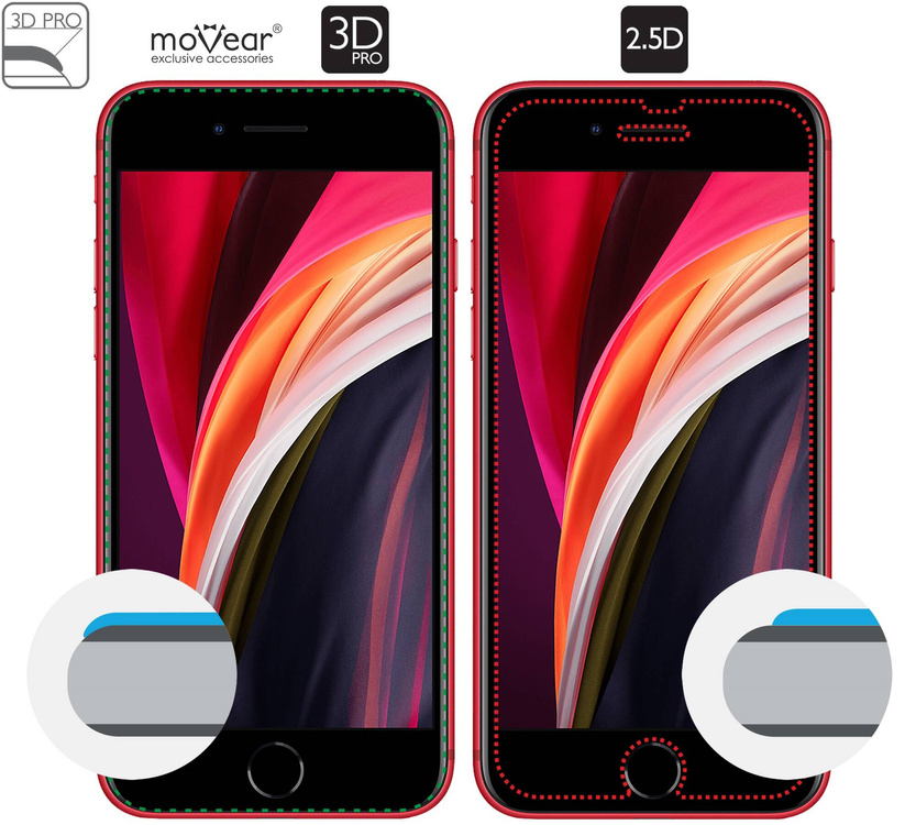 moVear GLASS mSHIELD 3D PRO do Apple iPhone SE (2022 / 2020) / 8 / 7 (4.7") (na cały ekran)