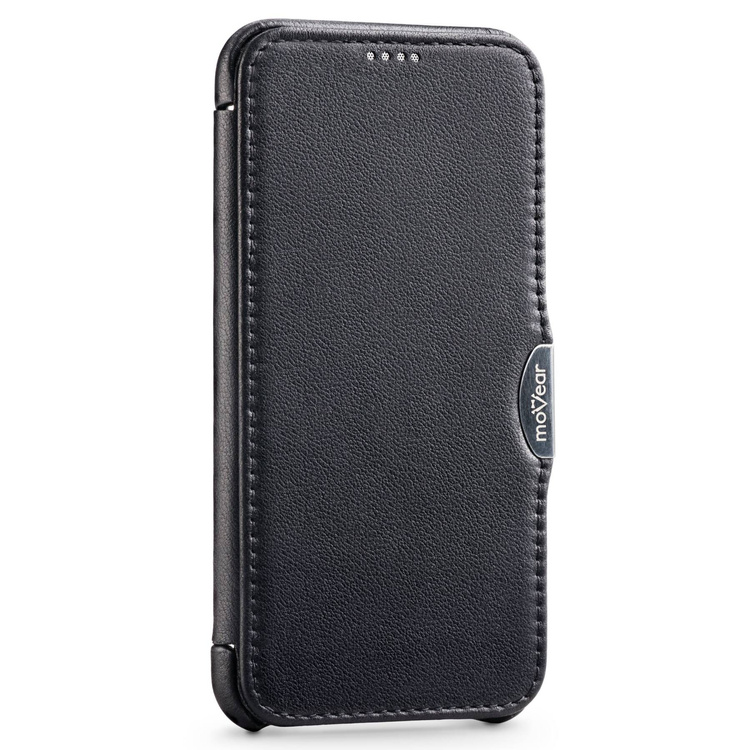 moVear flipSide C skórzane etui do Apple iPhone Xs MAX (6.5") | Skóra naturalna nappa (Czarna)