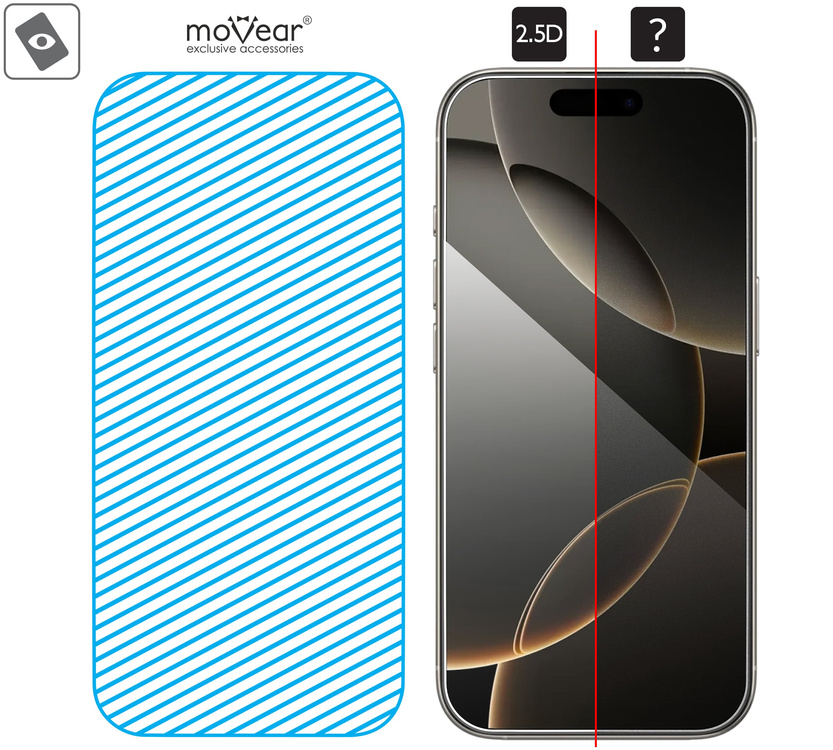 moVear mBOX GLASS mSHIELD 2.5D do Apple iPhone 17 Pro / 17 / 16 Pro (6.3") (łatwy montaż)