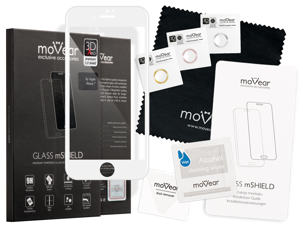 moVear GLASS mSHIELD 3D X-PRO na Apple iPhone 7 | Szkło Hartowane na Cały Ekran, 9H