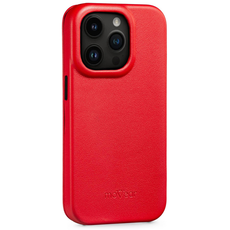 moVear flipSide 4S skórzane etui do Apple iPhone 14 Pro Max (6.7") | Skóra naturalna gładka (Czerwona)