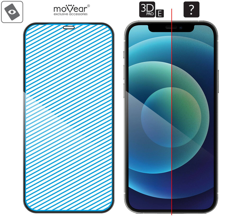 moVear GLASS mSHIELD 3D PRO-E do Apple iPhone 12 Pro / 12 (6.1") (kompatybilne z etui)